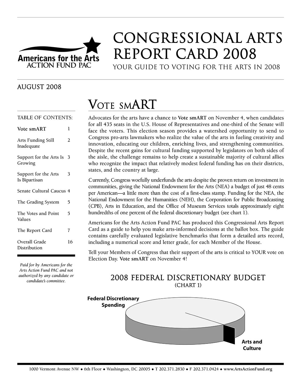 Cover of 2008 Congressional Arts Report Card